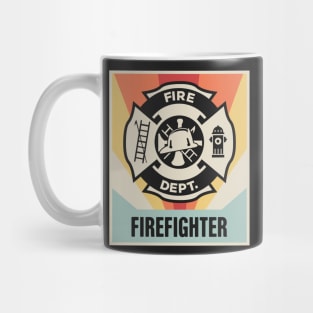 Vintage Style Firefighter Logo Poster Mug